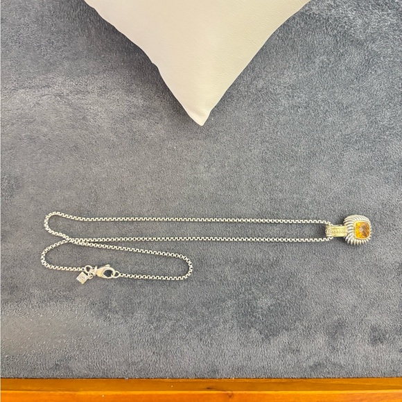 David Yurman Small Albion Pendant Necklace with Citrine 16" - Picture 4 of 9